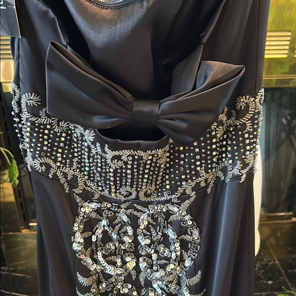 Jovani Black Sequin Embellished Strapless Gown - Picture 5 of 6